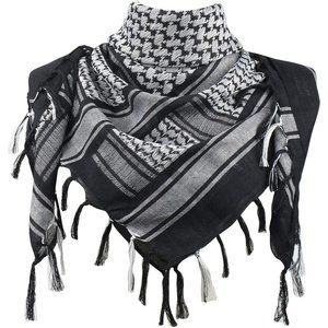 Men Black and White Cotton Shemagh Tactical Desert Scarf